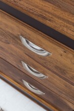 Sideboard >WL5.193< Kunstleder Applikation, Sheesham Massivholz - 160x80x44cm (BxHxT)