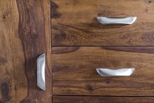 Sideboard >WL5.193< Kunstleder Applikation, Sheesham Massivholz - 160x80x44cm (BxHxT)
