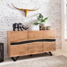 Sideboard >WL5.194< in Akazie, Massivholz / Metall...