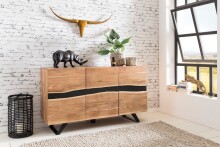 Sideboard >WL5.194< in Akazie, Massivholz / Metall - 148x85x43cm (BxHxT)