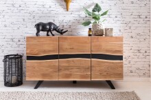 Sideboard >WL5.194< in Akazie, Massivholz / Metall - 148x85x43cm (BxHxT)