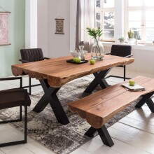 Esstisch >WL5.196< in Akazie, Massivholz - 200x77x100cm (BxHxT)