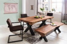 Esstisch >WL5.196< in Akazie, Massivholz - 200x77x100cm (BxHxT)
