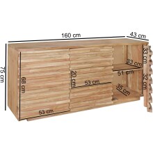 Sideboard >WL5.200< in Akazie - 160x75x43 (BxHxT)