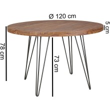 Esstisch >BAGLI< in Sheesham, Massivholz / Metall - 78x120cm (HxD)