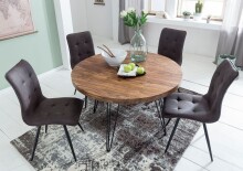 Esstisch >BAGLI< in Sheesham, Massivholz / Metall - 78x120cm (HxD)