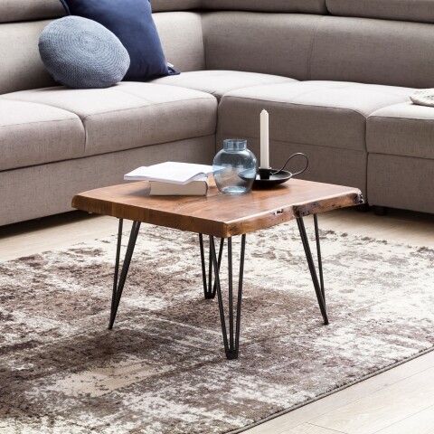 Couchtisch >WL5.204< in Sheesham, Massivholz / Metall - 56x38x51cm (BxHxT)