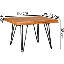 Couchtisch >WL5.204< in Sheesham, Massivholz / Metall - 56x38x51cm (BxHxT)
