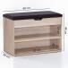 Schuhbank >WL5.262< in Eiche Dekor / PU schwarz - 60x40x30cm (BxHxT)