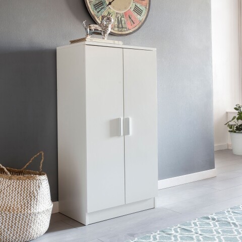 Schuhschrank >WL5.269< in Weiß, Holzwerkstoff - 55x108x35cm (BxHxT)