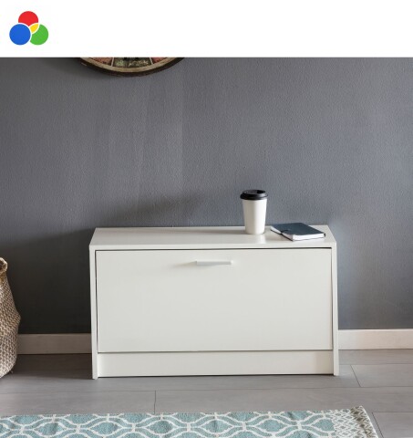 Schuhkipper >SPLIT< in Weiß oder Eiche Dekor, Holzwerkstoff - 80x47x24cm (BxHxT)