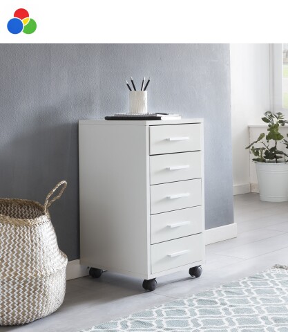 Container >WL5.273< in Weiß oder Eiche Dekor, Holzwerkstoff - 33x63x38cm (BxHxT)