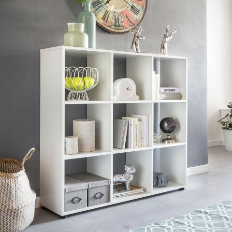 Bücherregal >WL5.275< in Weiß, Holzwerkstoff - 108x104x29cm (BxHxT)