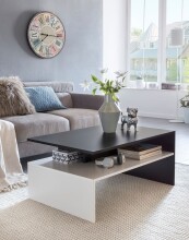 Couchtisch >WL5.282< in schwarz / weiß, Holzwerkstoff - 90x43x60cm (BxHxT)