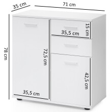 Kommode >WL5.287< in Weiß - 71x78x36cm (BxHxT)