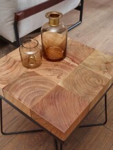 Beistelltisch >WL5.301< in Akazie, Massivholz - 45x51x45cm (BxHxT)