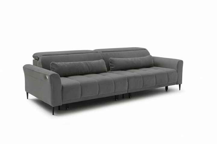 Big-Sofa >Wolve< 2x elektr. Sitzverstellung, 2 Kissen, grau - 280x108x118cm (BxHxT)