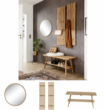 Garderoben-Set >Albany< (4-teilig) in Eiche geölt - 120x170x35 (BxHxT)