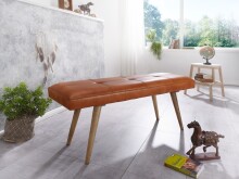 Sitzbank >WL5.319< in Braun, Echtleder - 117x51x38cm (BxHxT)