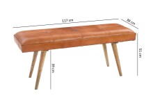 Sitzbank >WL5.319< in Braun, Echtleder - 117x51x38cm (BxHxT)