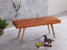Sitzbank >WL5.319< in Braun, Echtleder - 117x51x38cm (BxHxT)