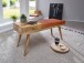 Sitzbank >WL5.322< in Braun, Leder / Massivholz - 100x52x38cm (BxHxT)