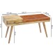 Sitzbank >WL5.322< in Braun, Leder / Massivholz - 100x52x38cm (BxHxT)