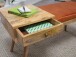 Sitzbank >WL5.322< in Braun, Leder / Massivholz - 100x52x38cm (BxHxT)