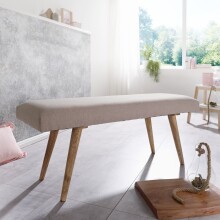 Sitzbank >WL5.329< in Beige, Baumwolle / Massivholz - 117x51x38cm (BxHxT)