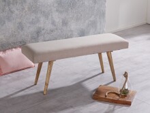 Sitzbank >WL5.329< in Beige, Baumwolle / Massivholz - 117x51x38cm (BxHxT)