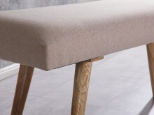 Sitzbank >WL5.329< in Beige, Baumwolle / Massivholz - 117x51x38cm (BxHxT)