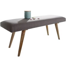 Sitzbank >WL5.330< in Grau, Baumwolle / Massivholz - 117x51x38cm (LxHxT)