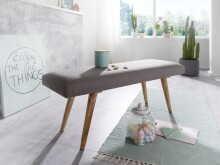 Sitzbank >WL5.330< in Grau, Baumwolle / Massivholz - 117x51x38cm (LxHxT)
