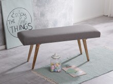 Sitzbank >WL5.330< in Grau, Baumwolle / Massivholz - 117x51x38cm (LxHxT)