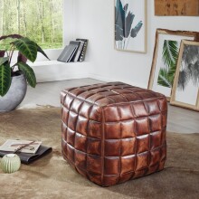 Sitzhocker >WL5.331< in Braun, Echtleder -...
