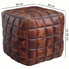 Sitzhocker >WL5.331< in Braun, Echtleder - 39x41x39cm (BxHxT)