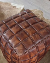 Sitzhocker >WL5.331< in Braun, Echtleder - 39x41x39cm (BxHxT)