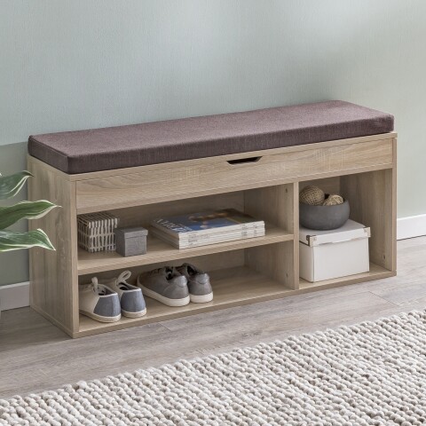 Schuhbank >WL5.344< in Sonoma Eiche Deko, Holzwerkstoff - 104x51x32cm (BxHxT)
