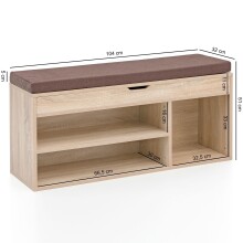 Schuhbank >WL5.344< in Sonoma Eiche Deko, Holzwerkstoff - 104x51x32cm (BxHxT)