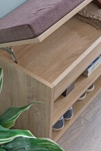 Schuhbank >WL5.344< in Sonoma Eiche Deko, Holzwerkstoff - 104x51x32cm (BxHxT)