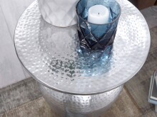 Beistelltisch >WL5.442< in Silber, Aluminium - 46x36cm (HxD)