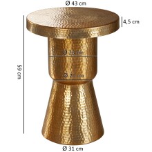 Beistelltisch >WL5.480< in goldfarbig, Aluminium - 59x43cm (HxD)