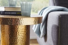 Beistelltisch >WL5.480< in goldfarbig, Aluminium - 59x43cm (HxD)