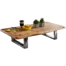 Couchtisch >WL5.524< in Akazie, Massivholz / Metall - 115x25x58cm (BxHxT)