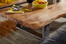 Couchtisch >WL5.524< in Akazie, Massivholz / Metall - 115x25x58cm (BxHxT)