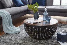 Couchtisch >WL5.547< in Mango, Massivholz / Metall - 33x70cm (HxD)