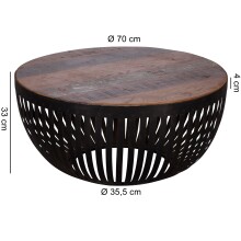 Couchtisch >WL5.547< in Mango, Massivholz / Metall - 33x70cm (HxD)