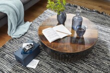 Couchtisch >WL5.547< in Mango, Massivholz / Metall - 33x70cm (HxD)