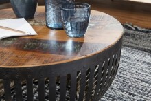Couchtisch >WL5.547< in Mango, Massivholz / Metall - 33x70cm (HxD)
