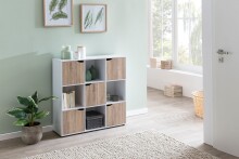 Standregal >MASSA< in Weiß / Sonoma Eiche Dekor - 89x91x29 (BxHxT)